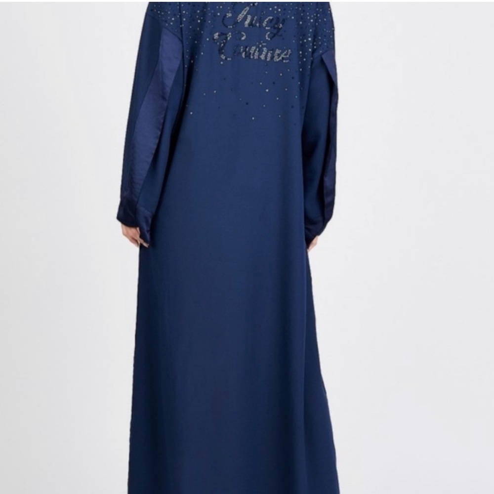 Navy Blue Embellished Modest Long Dress by Juicy Couture